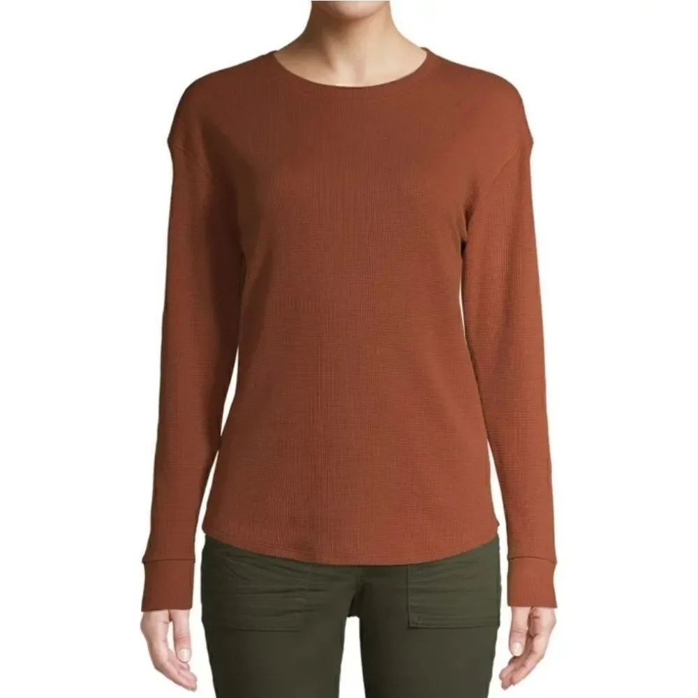 Time and Tru Women's Brown Long Sleeve Thermal T-Shirt